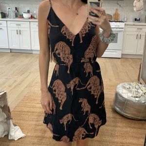 Rory Beca - Leopard Black and Tan Slip Dress w Toe XS